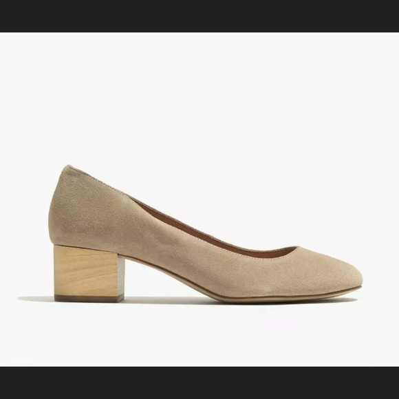 Madewell Ella Pump Suede Wooden Block 